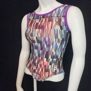 Plum Multicolored Geometric Leotard (S)